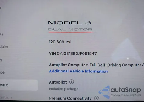 2018 Tesla Model 3 Long Range/Performance from USA, damaged, VIN 5YJ3E1EB3JF091847